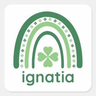 Sticker Carré ignatia Nom Clover Boho Arc-en-ciel