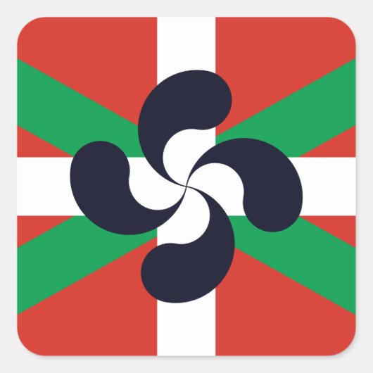 Sticker Carré Ikurrina avec le symbole Lauburu (Devant)