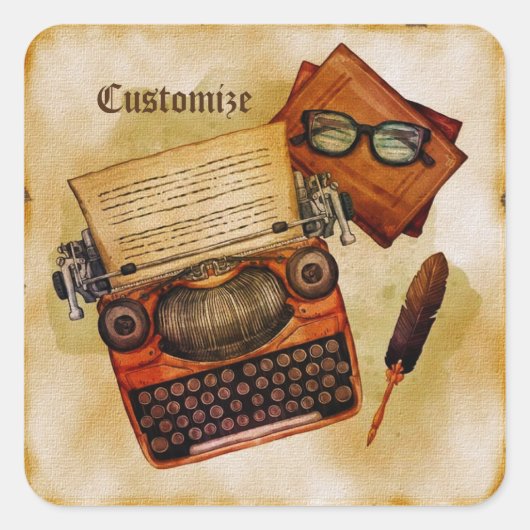 Sticker Carré Il Est Écrit Vintage (Devant)