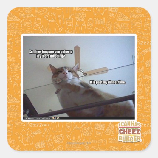 Sticker Carré Il est plus tard que mon dîner (Devant)