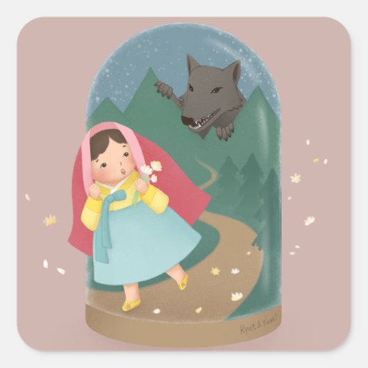 Sticker Carré Il Était Une Fois : Petit Chaperon Rouge (Devant)