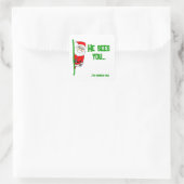 Sticker Carré Il Te Voit... (Pour Mon Bonté) Père Noël (Sac)