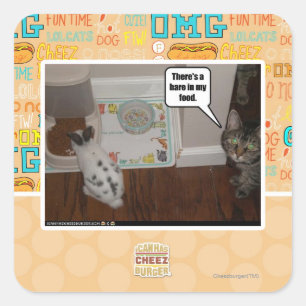 Sticker Carré Il y a un lièvre dans ma nourriture.