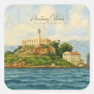 Sticker Carré Île d'Alcatraz – Monument de voyage de San Francis
