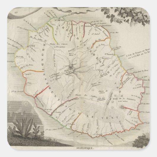 Sticker Carré Île De La Réunion (Devant)