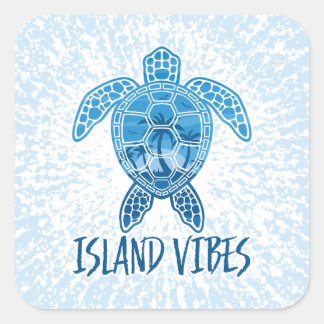 Sticker Carré Ile Vibes Tropical Coucher de soleil Design de tor
