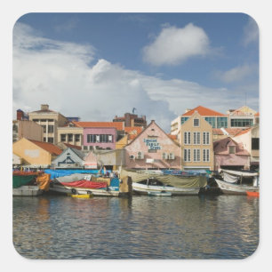 Sticker Carré Îles ABC, CURAÇAO, Willemstad : Punda,