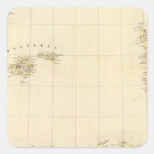 Sticker Carré Îles Baléares et Sardaigne Europe 25