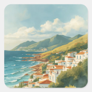 Sticker Carré Îles Baléares Voyage Vintage Riviera française