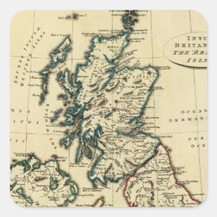 Sticker Carré Îles britanniques avec des frontières décrites