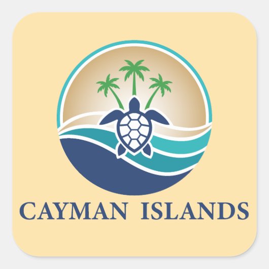 Sticker Carré Îles Caïmans Caraïbes (Devant)