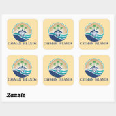 Sticker Carré Îles Caïmans Caraïbes (Feuille)