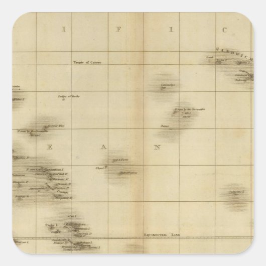 Sticker Carré Îles dans l'océan Pacifique (Devant)