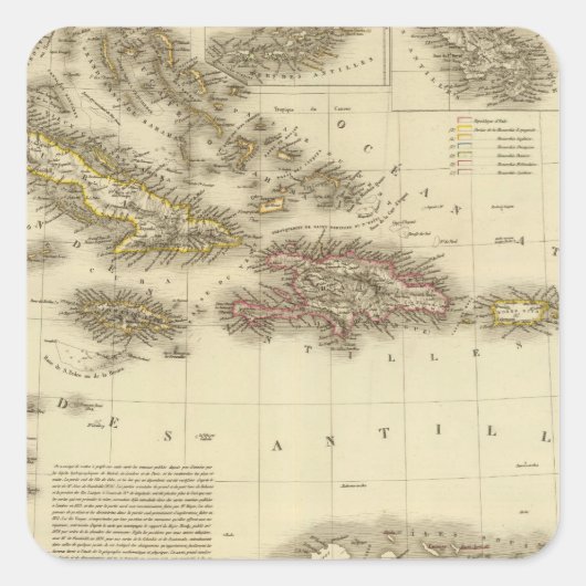 Sticker Carré Îles des Caraïbes et Antilles (Devant)