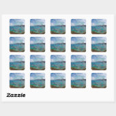 Sticker Carré Îles Hawaii et tortue d'Oahu (Feuille)