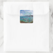 Sticker Carré Îles Hawaii et tortue d'Oahu (Sac)