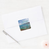 Sticker Carré Îles Hawaii et tortue d'Oahu (Enveloppe)