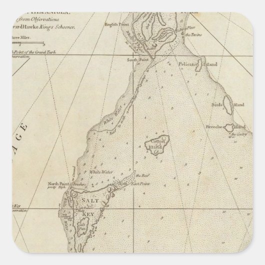 Sticker Carré Îles Turques (Devant)