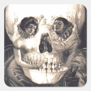 Sticker Carré Illusion optique d'amour de crâne rétro
