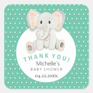 Sticker Carré Illustration aquarelle d'un éléphant mignon de pri