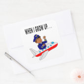 Sticker Carré Illustration Boy Flying Avion Pilot (Enveloppe)