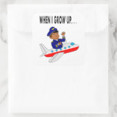 Sticker Carré Illustration Boy Flying Avion Pilot (Sac)