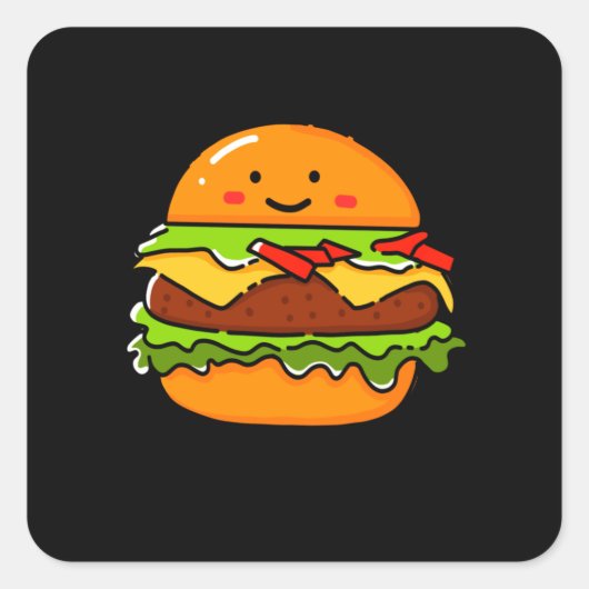 Sticker Carré Illustration Burger (Devant)