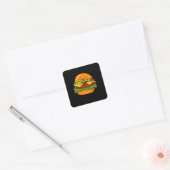 Sticker Carré Illustration Burger (Enveloppe)