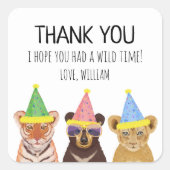 Sticker Carré Illustration d'animaux de fête Merci d'anniversair (Devant)