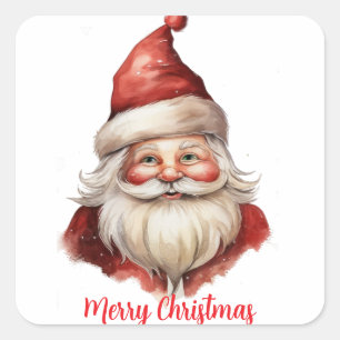 Sticker Carré Illustration d'aquarelle Santa Claus