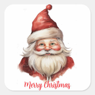 Sticker Carré Illustration d'aquarelle Santa Claus