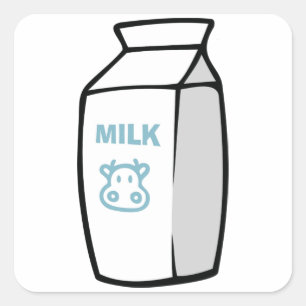 Sticker Carré Illustration de carton de lait de vache laitière m