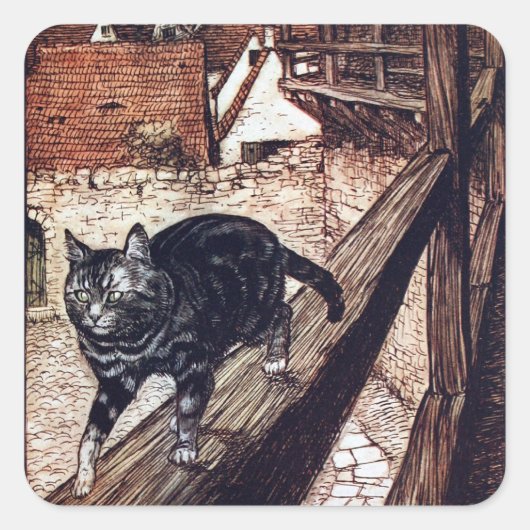 Sticker Carré Illustration de Castle Cat Rackham (Devant)