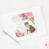 Sticker Carré Illustration de chat d'amour Joyeux anniversaire F (Enveloppe)