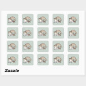 Sticker Carré Illustration de chat Lover - Curled Up & Cosy (Feuille)