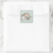 Sticker Carré Illustration de chat Lover - Curled Up & Cosy (Sac)