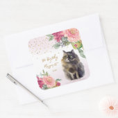 Sticker Carré Illustration de chat persan Joyeuse fête de fille  (Enveloppe)