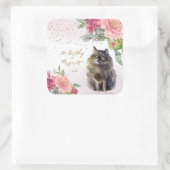 Sticker Carré Illustration de chat persan Joyeuse fête de fille  (Sac)