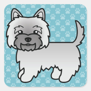 Sticker Carré Illustration de chien de dessin animé Terrier Cair
