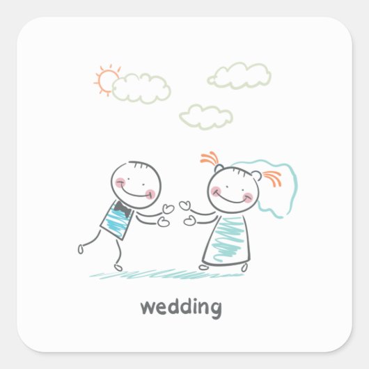 Sticker Carré Illustration de couple mariage (Devant)