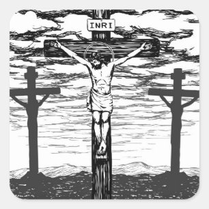Sticker Carré Illustration de crucifixion