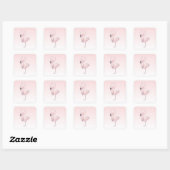 Sticker Carré Illustration de Flamant rose rose mou (Feuille)