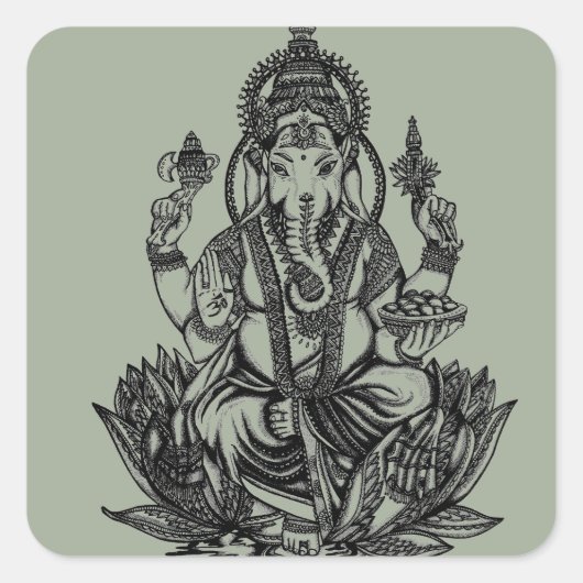 Sticker Carré Illustration de Ganesh (Devant)