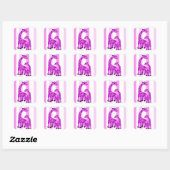 Sticker Carré Illustration de girafe en couleur rose (Feuille)
