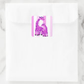 Sticker Carré Illustration de girafe en couleur rose (Sac)