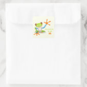 Sticker Carré Illustration de grenouille à yeux rouges agitant (Sac)