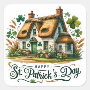 Sticker Carré Illustration de Jour de la Saint Patrick Green Cot
