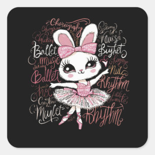 Sticker Carré Illustration de la coiffure d'un lapin de ballerin