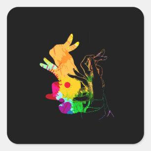 Sticker Carré Illustration de la marionnette à main ombre