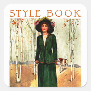 Sticker Carré Illustration de la mode du livre de style